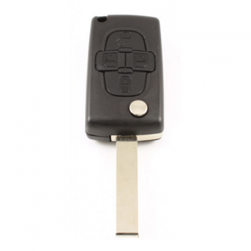 Citroën 4-knops klapsleutel - sleutelbaard recht met inkeping zijkant - geen ruimte voor batterij