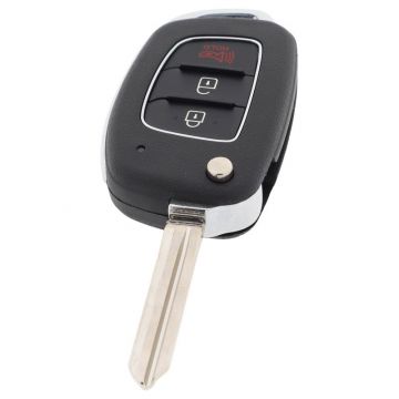 Hyundai 2-knops klapsleutel met paniek knop - sleutelbaard punt met inkeping rechts
