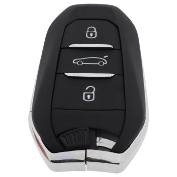 Peugeot 3-knops Smart Key Behuizing met batterijhouder - drukknop kofferbak