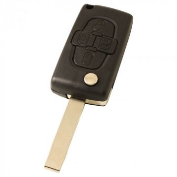 Citroën 4-knops klapsleutel - sleutelbaard recht met elektronica 433MHZ - PCF7941 transponder - batterij op chip