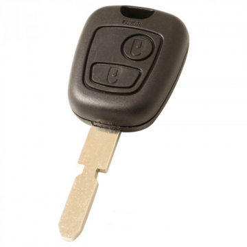 Citroën 2-knops sleutelbehuizing - sleutelbaard punt met inkeping midden met elektronica 433MHZ - PCF7961 transponder