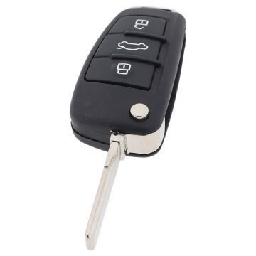 Audi 3-knops klapsleutel - sleutelbaard recht met elektronica 434MHZ - ID48 transponder - 8XO 837220D