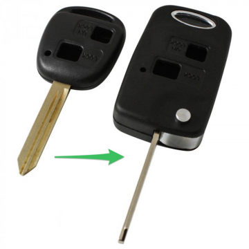 Toyota 2-knops klapsleutel - sleutelbaard punt met inkeping links (ombouwset)