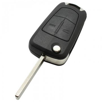 Opel 2-knops klapsleutel - sleutelbaard recht - batterij in behuizing