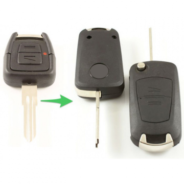 Opel 2-knops klapsleutel - sleutelbaard punt met inkeping links (ombouwset)