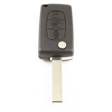 Fiat - 3-knops klapsleutel - sleutelbaard recht met inkeping zijkant - batterij op chip