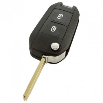 Peugeot 2-knops klapsleutel - sleutelbaard recht (nieuw model)