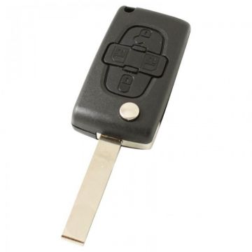Lancia 4-knops klapsleutel - sleutelbaard recht met inkeping zijkant - batterij op chip