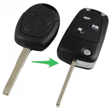 Ford 3-knops sleutelbehuizing - sleutelbaard recht (ombouwset)