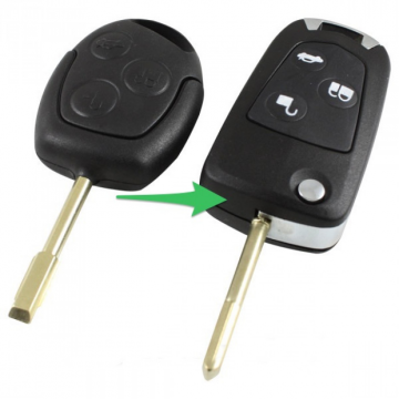 Ford 3-knops sleutelbehuizing - sleutelbaard rond (ombouwset)
