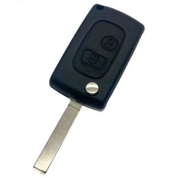 Citroën 2-knops klapsleutel - sleutelbaard recht (ombouwset)