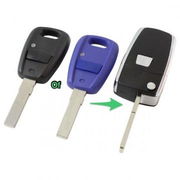 Fiat 1-knops klapsleutel zwart - sleutelbaard recht (ombouwset)