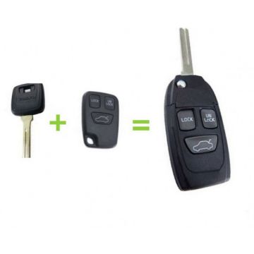 Volvo 3-knops klapsleutel - sleutelbaard recht met inkeping (ombouwset)