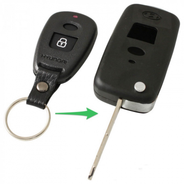 Hyundai 2-knops klapsleutel - sleutelbaard inkeping zijkant (ombouwset)