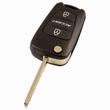 Hyundai 3-knops Accent klapsleutel - sleutelbaard recht met inkeping zijkant