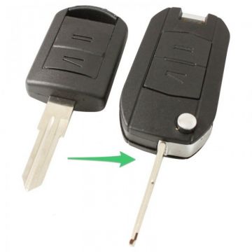 Opel 2-knops klapsleutel - sleutelbaard inkeping links (ombouwset)