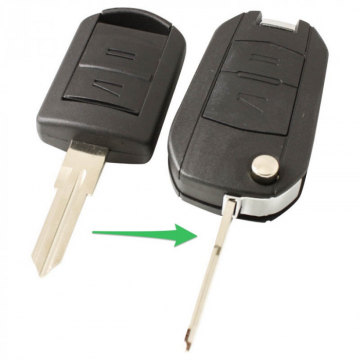 Opel 2-knops klapsleutel - sleutelbaard punt met inkeping rechts (ombouwset)