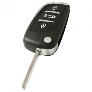 Peugeot 3-knops klapsleutel - sleutelbaard recht - batterij in behuizing
