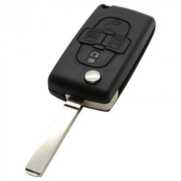 Peugeot 4-knops klapsleutel - sleutelbaard recht - batterij in behuizing