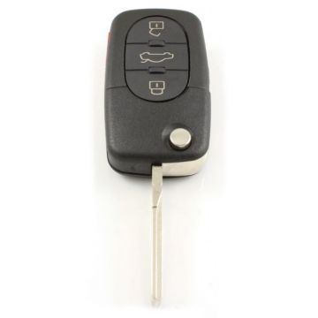 Audi 3-knops klapsleutel met paniek knop - sleutelbaard recht - uitvoering CR1616 batterij