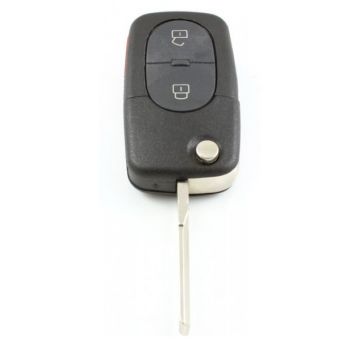 Audi 2-knops klapsleutel met paniek knop - sleutelbaard recht - uitvoering CR2032 batterij