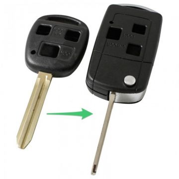 Toyota 3-knops klapsleutel - sleutelbaard punt met inkeping links (ombouwset)