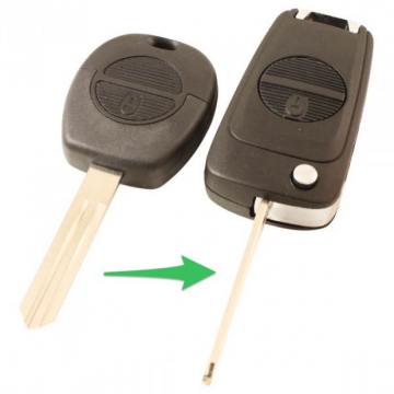 Nissan 2-knops sleutelbehuizing - sleutelbaard punt model 2 (ombouwset)