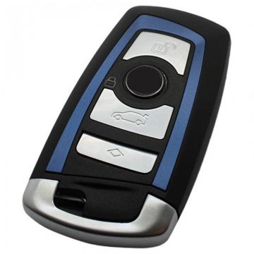 BMW 4-knops Smart Key Behuizing (blauwe striping) - voor o.a. 5-serie en 7-serie