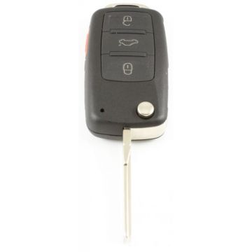 Volkswagen Touareg 3-knops klapsleutel met paniek knop - sleutelbaard recht met inkeping zijkant