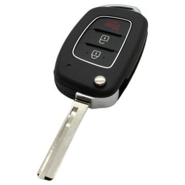 Hyundai 2-knops klapsleutel met paniek knop - sleutelbaard recht met inkeping rechts