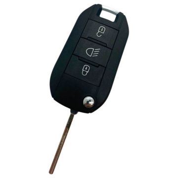 Peugeot 3-knops klapsleutel - sleutelbaard recht met inkeping zijkant (model 2)