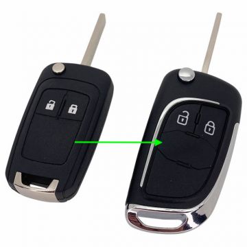 Opel 2-knops klapsleutel - sleutelbaard recht (ombouwset)