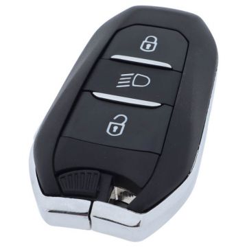 Peugeot 3-knops Smart Key Behuizing - drukknop verlichting - sleutelbaard recht