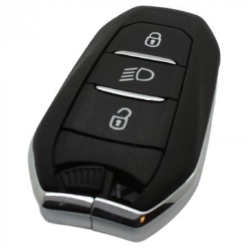 Peugeot 3-knops Smart Key Behuizing - drukknop verlichting - sleutelbaard recht met inkeping
