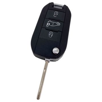 Peugeot 3-knops klapsleutel - sleutelbaard recht met inkeping zijkant (model 3)