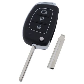 Hyundai 3-knops klapsleutel - sleutelbaard recht met inkeping rechts voor o.a. Hyundai i20, Hyundai Tucson, Hyundai Santa Fe