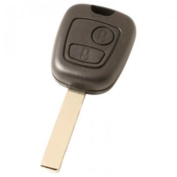 Citroën 2-knops sleutelbehuizing - sleutelbaard recht met inkeping zijkant met elektronica 433MHZ - PCF7961 transponder