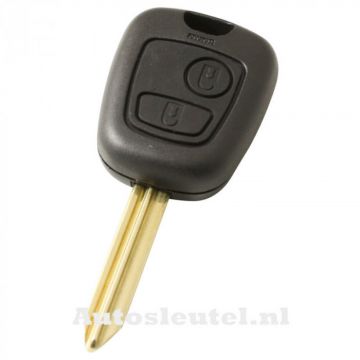 Peugeot 2-knops sleutelbehuizing - sleutelbaard kruisvormig met elektronica 433MHZ - ID46 transponder