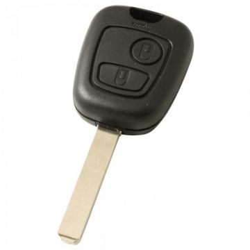 Peugeot 2-knops sleutelbehuizing - sleutelbaard recht met elektronica 433MHZ - ID46 transponder