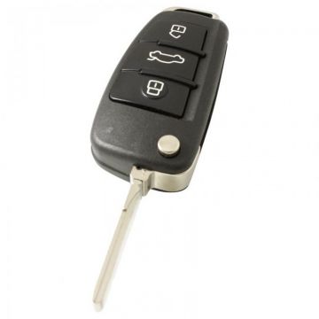 Audi 3-knops klapsleutel - sleutelbaard recht met elektronica 433MHZ - ID48 transponder