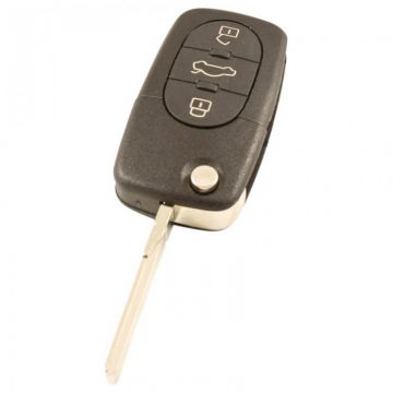 Volkswagen 3-knops klapsleutel - sleutelbaard recht met inkeping met elektronica 433MHZ - ID46 transponder - 1J0959753B