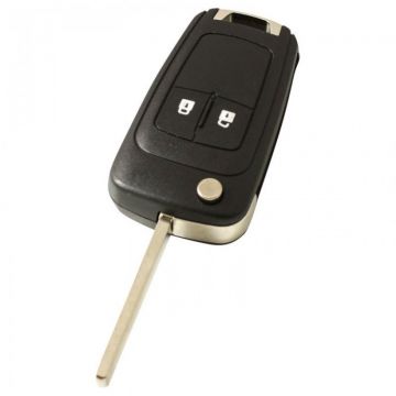 Opel 2-knops klapsleutel - sleutelbaard recht met elektronica 433MHZ - ID46 transponder
