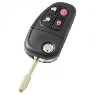 Jaguar 4-knops klapsleutel - sleutelbaard rond met elektronica 433MHZ - 4D60 transponder