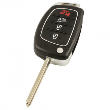Hyundai 3-knops klapsleutel met paniek knop - sleutelbaard recht met inkeping  met elektronica 433MHZ - ID46 transponder