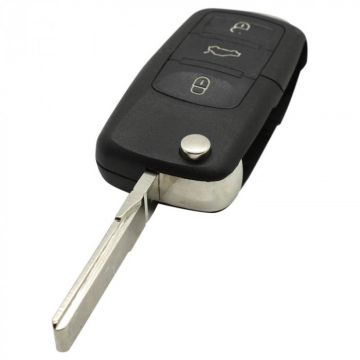 Volkswagen 3-knops klapsleutel - sleutelbaard recht met inkeping met elektronica 433MHZ - ID48 transponder - 1J0959753DA