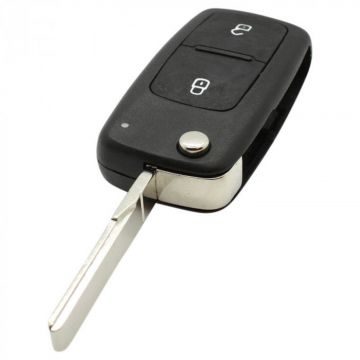 Volkswagen 2-knops klapsleutel - sleutelbaard recht met inkeping met elektronica 433MHZ - ID48 transponder