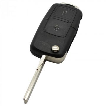 Volkswagen 2-knops klapsleutel - sleutelbaard recht met inkeping met elektronica 433 MHZ - ID48 transponder