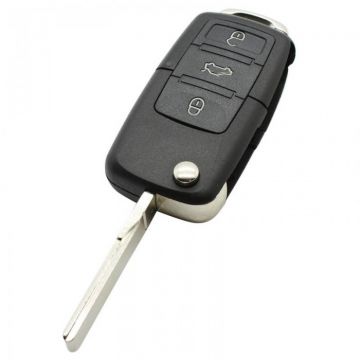 Seat 3-knops klapsleutel - sleutelbaard recht met inkeping met elektronica 433 MHZ - ID48 transponder - 1JO959753DA