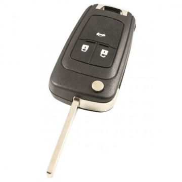 Chevrolet 3-knops klapsleutel - sleutelbaard recht met elektronica 433MHZ - PCF7937E transponder