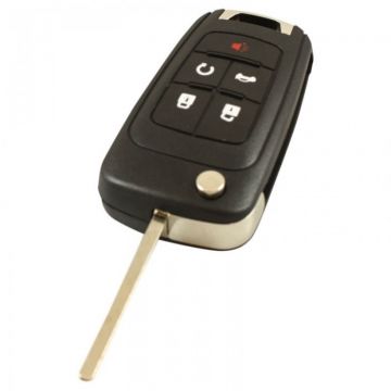Chevrolet 4-knops klapsleutel met paniek knop - sleutelbaard recht met elektronica 434MHZ - PCF7952 transponder